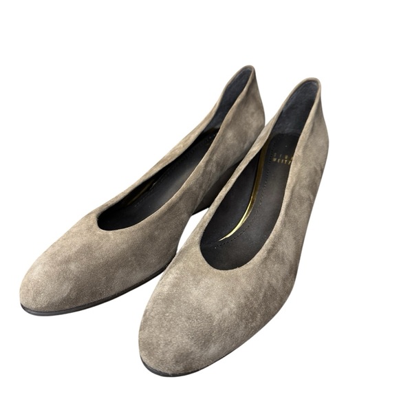 🤎 STUART WEITZMAN 🤎 Suede Wedge Pumps 8.5N Taupe Gray Classic Heel‎ ✨ - Picture 2 of 7